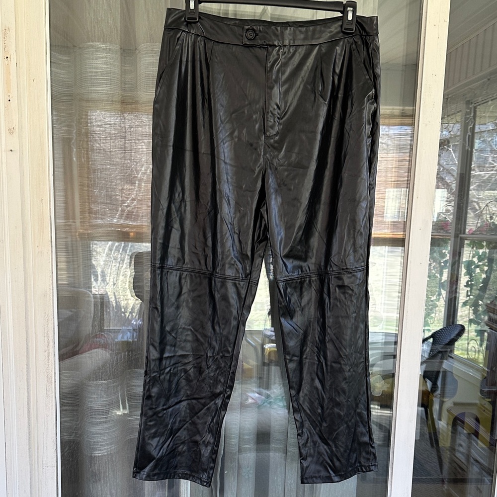 H Halston faux leather Black Pants